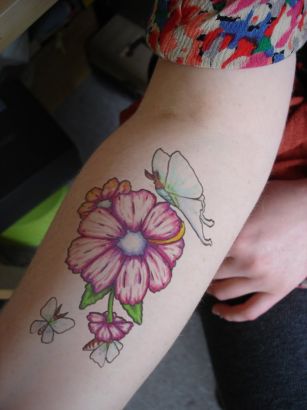 Floral And Butterfly Tattoo